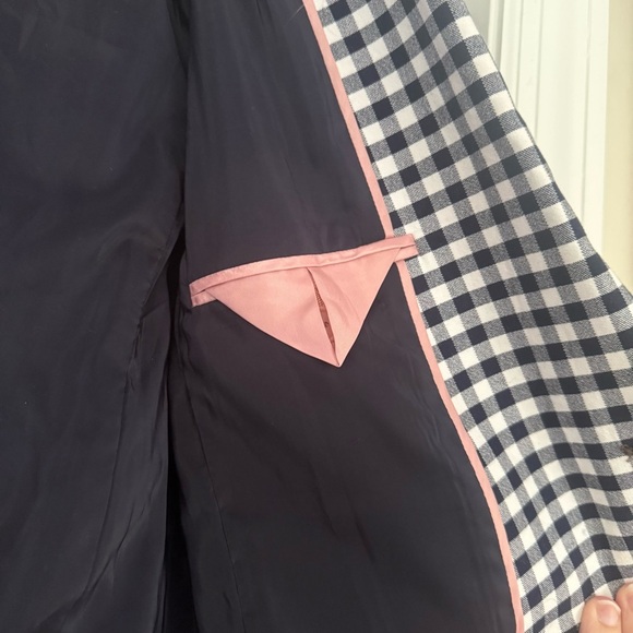 J. Crew Parke Navy White Gingham Blazer Size 4 Cotton Preppy Old Money Academia - Picture 5 of 8